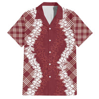 Hawaii Aloha Plumeria Lei Scarlet Palaka Hawaiian Shirt - Polynesian Pride