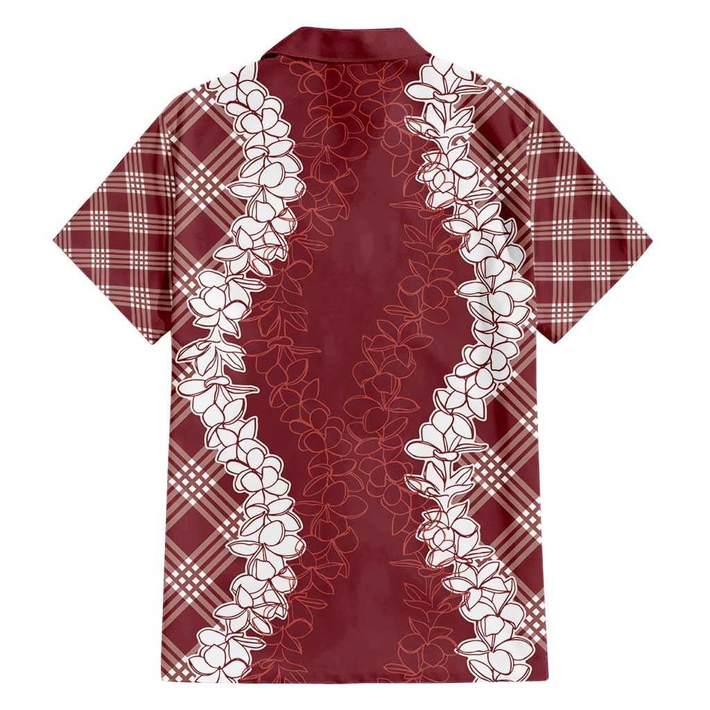 Hawaii Aloha Plumeria Lei Scarlet Palaka Hawaiian Shirt - Polynesian Pride