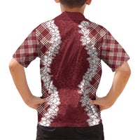 Hawaii Aloha Plumeria Lei Scarlet Palaka Kid Hawaiian Shirt - Polynesian Pride