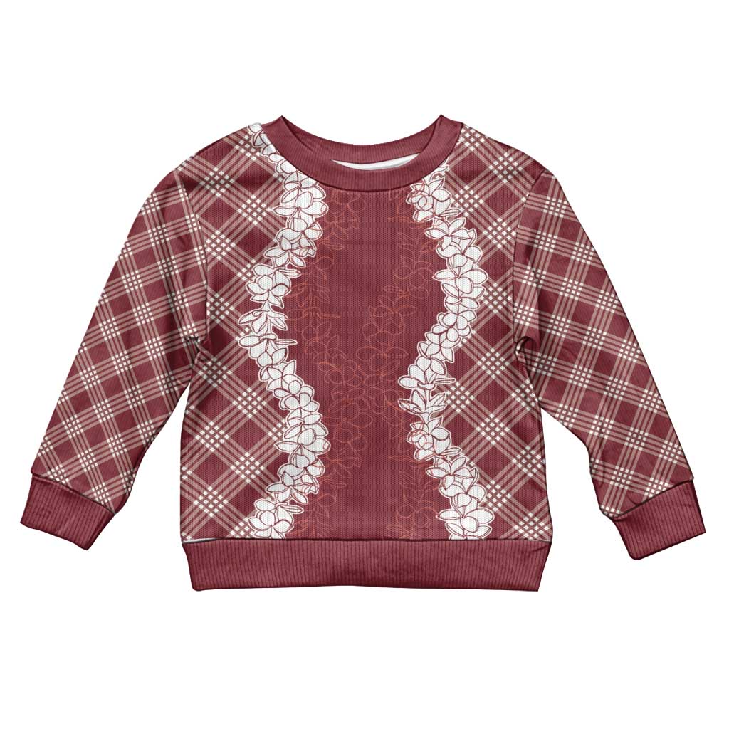 Hawaii Aloha Plumeria Lei Scarlet Palaka Kid Ugly Christmas Sweater - Polynesian Pride