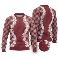 Hawaii Aloha Plumeria Lei Scarlet Palaka Ugly Christmas Sweater - Polynesian Pride