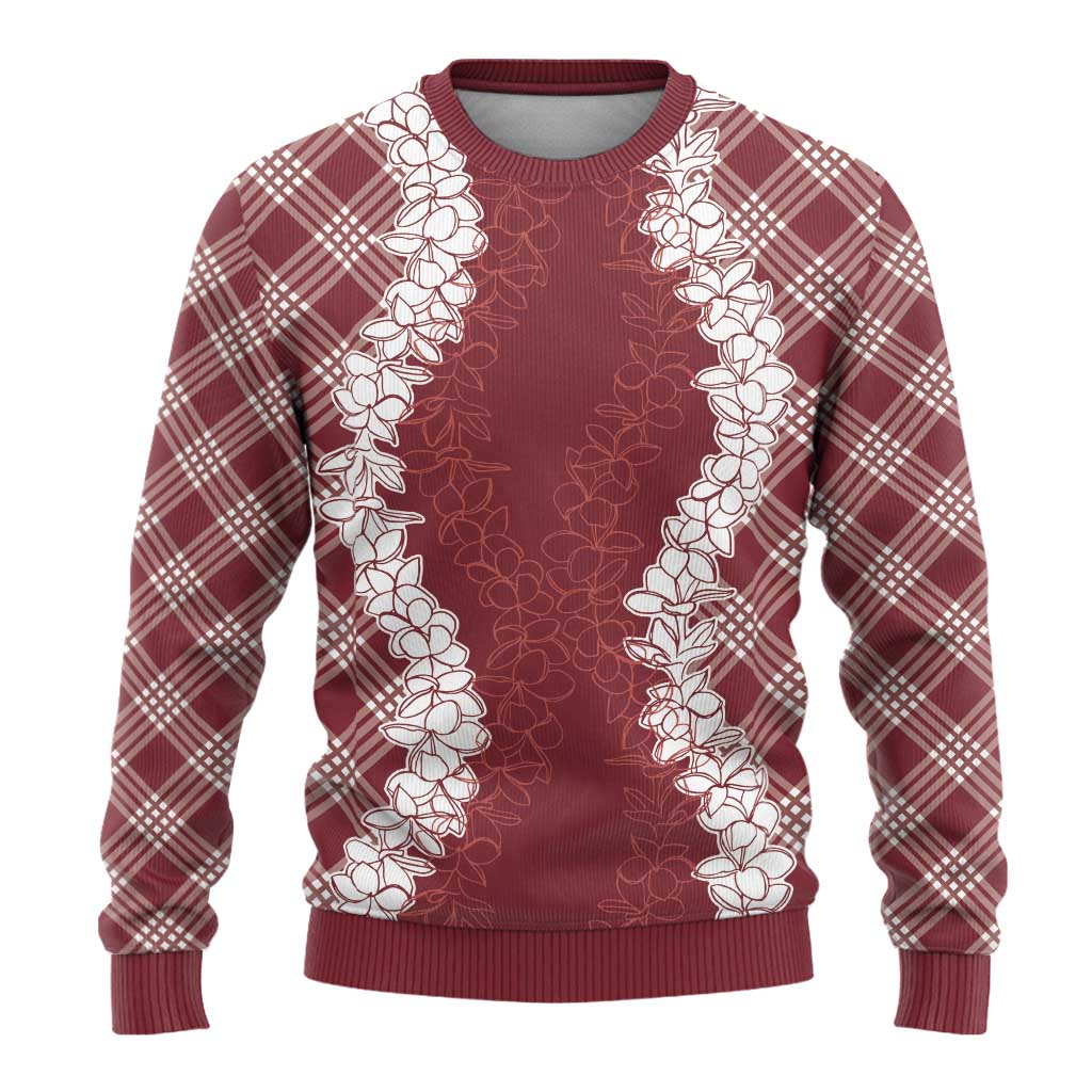 Hawaii Aloha Plumeria Lei Scarlet Palaka Ugly Christmas Sweater - Polynesian Pride