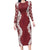 Hawaii Aloha Plumeria Lei Scarlet Palaka Long Sleeve Bodycon Dress - Polynesian Pride