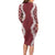 Hawaii Aloha Plumeria Lei Scarlet Palaka Long Sleeve Bodycon Dress - Polynesian Pride