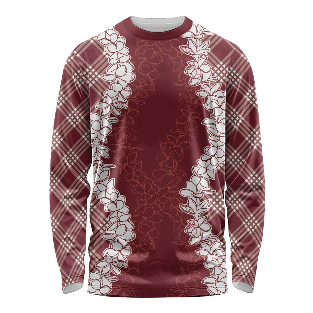 Hawaii Aloha Plumeria Lei Scarlet Palaka Long Sleeve Shirt LT7 Unisex Scarlet - Polynesian Pride