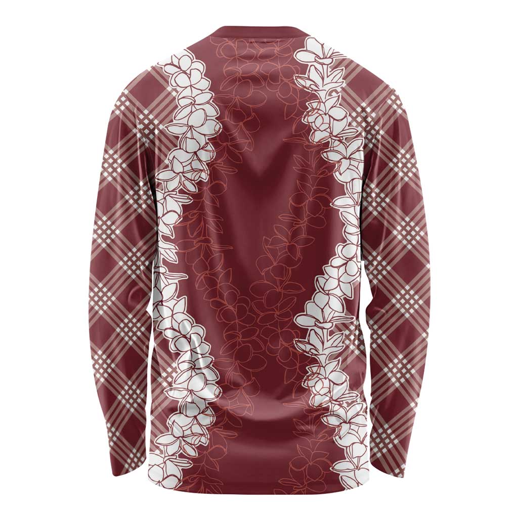 Hawaii Aloha Plumeria Lei Scarlet Palaka Long Sleeve Shirt LT7 - Polynesian Pride