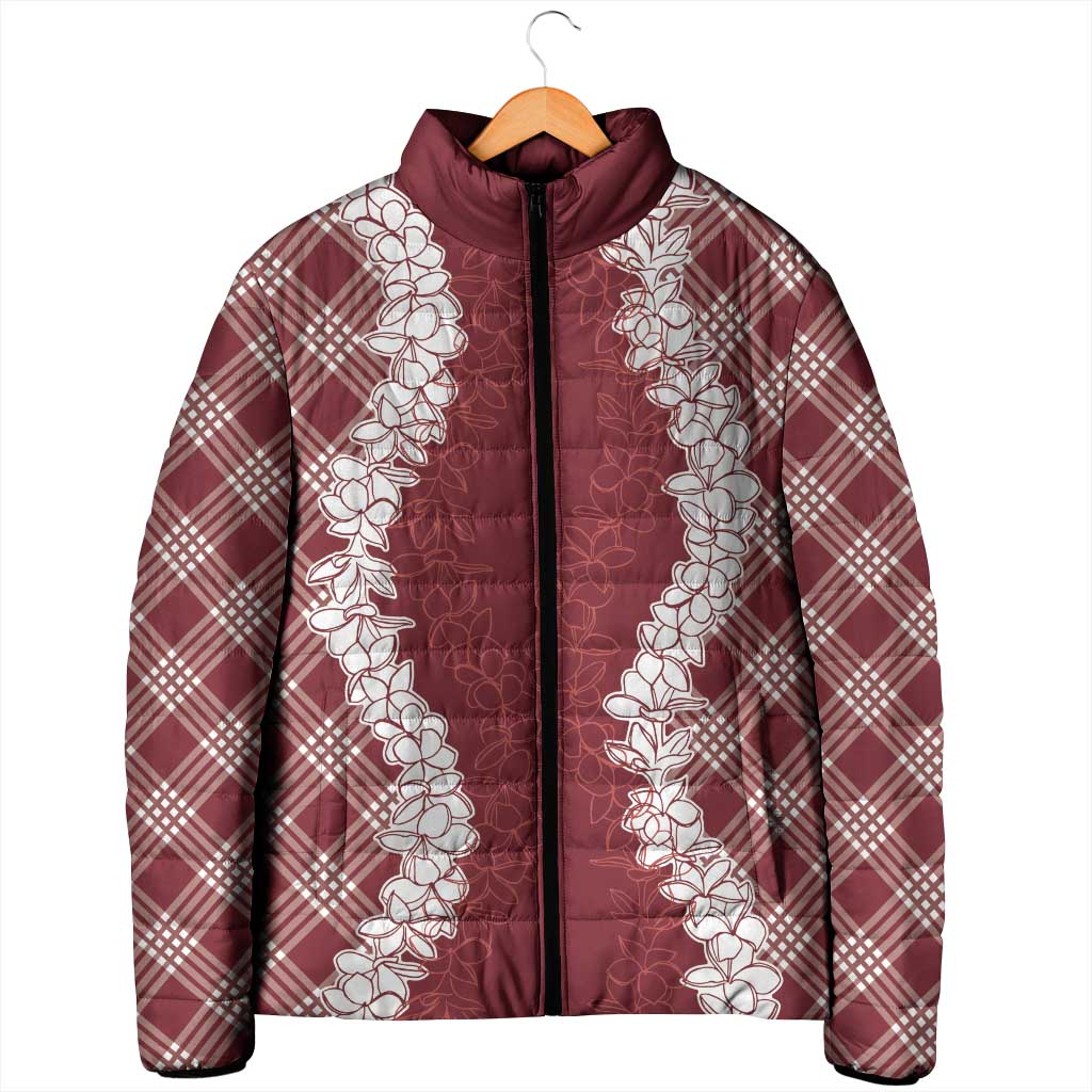 Hawaii Aloha Plumeria Lei Scarlet Palaka Padded Jacket - Polynesian Pride