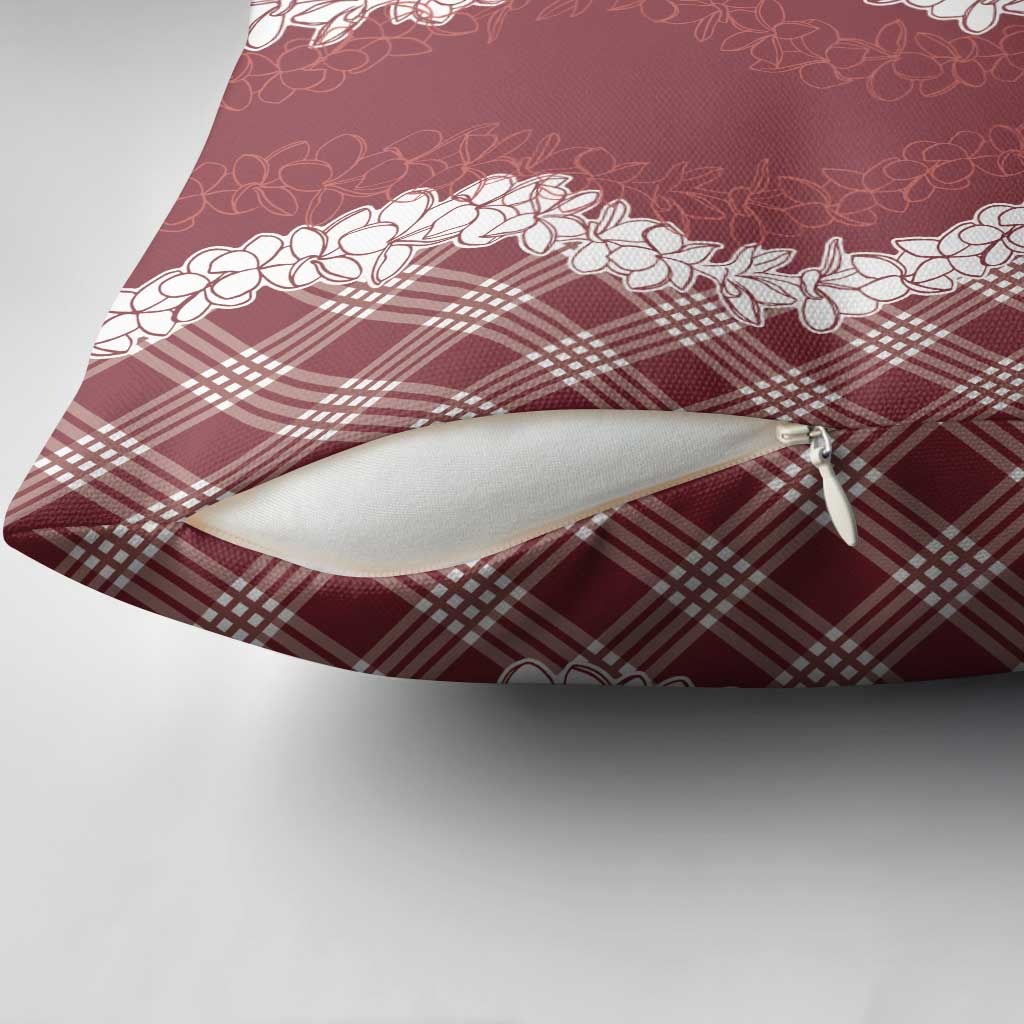 Hawaii Aloha Plumeria Lei Scarlet Palaka Pillow Cover - Polynesian Pride