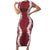 Hawaii Aloha Plumeria Lei Scarlet Palaka Short Sleeve Bodycon Dress - Polynesian Pride