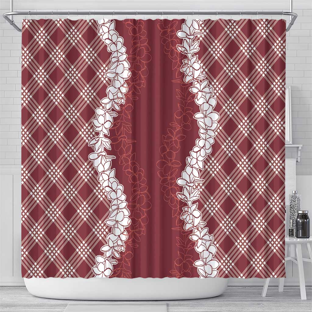 Hawaii Aloha Plumeria Lei Scarlet Palaka Shower Curtain - Polynesian Pride