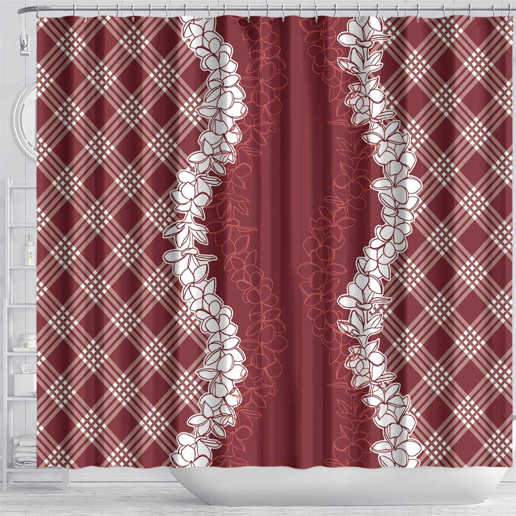Hawaii Aloha Plumeria Lei Scarlet Palaka Shower Curtain - Polynesian Pride
