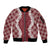 Hawaii Aloha Plumeria Lei Scarlet Palaka Sleeve Zip Bomber Jacket - Polynesian Pride