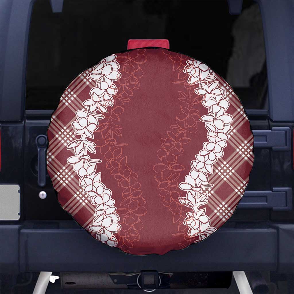 Hawaii Aloha Plumeria Lei Scarlet Palaka Spare Tire Cover - Polynesian Pride