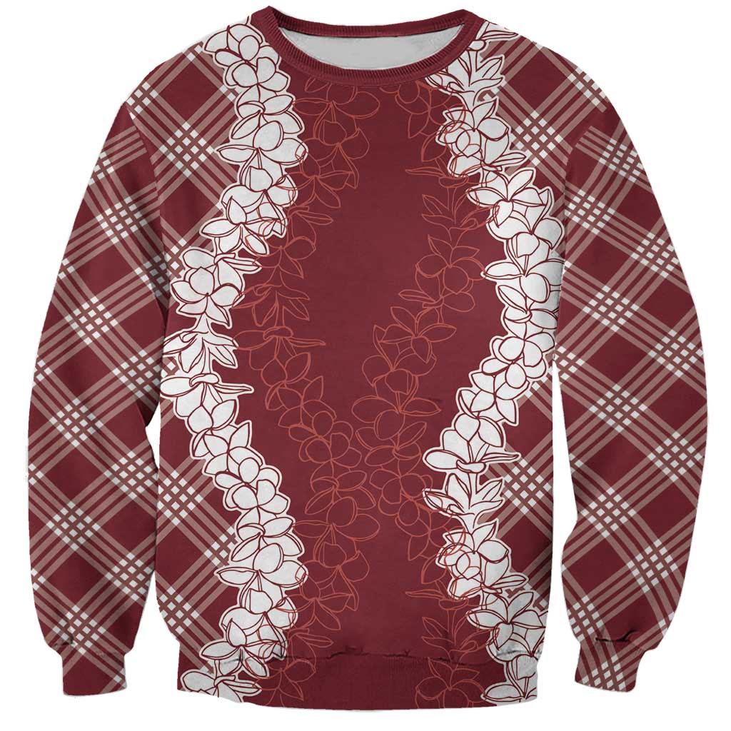 Hawaii Aloha Plumeria Lei Scarlet Palaka Sweatshirt - Polynesian Pride