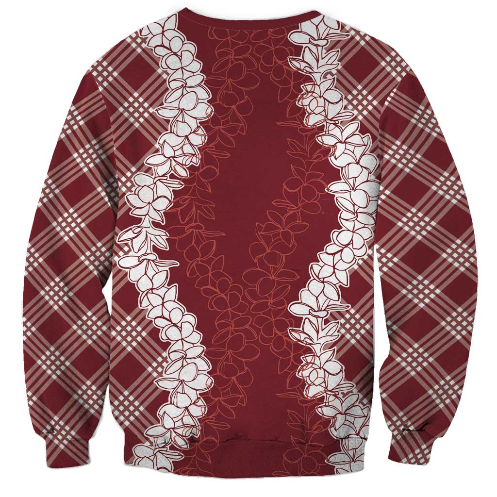 Hawaii Aloha Plumeria Lei Scarlet Palaka Sweatshirt - Polynesian Pride
