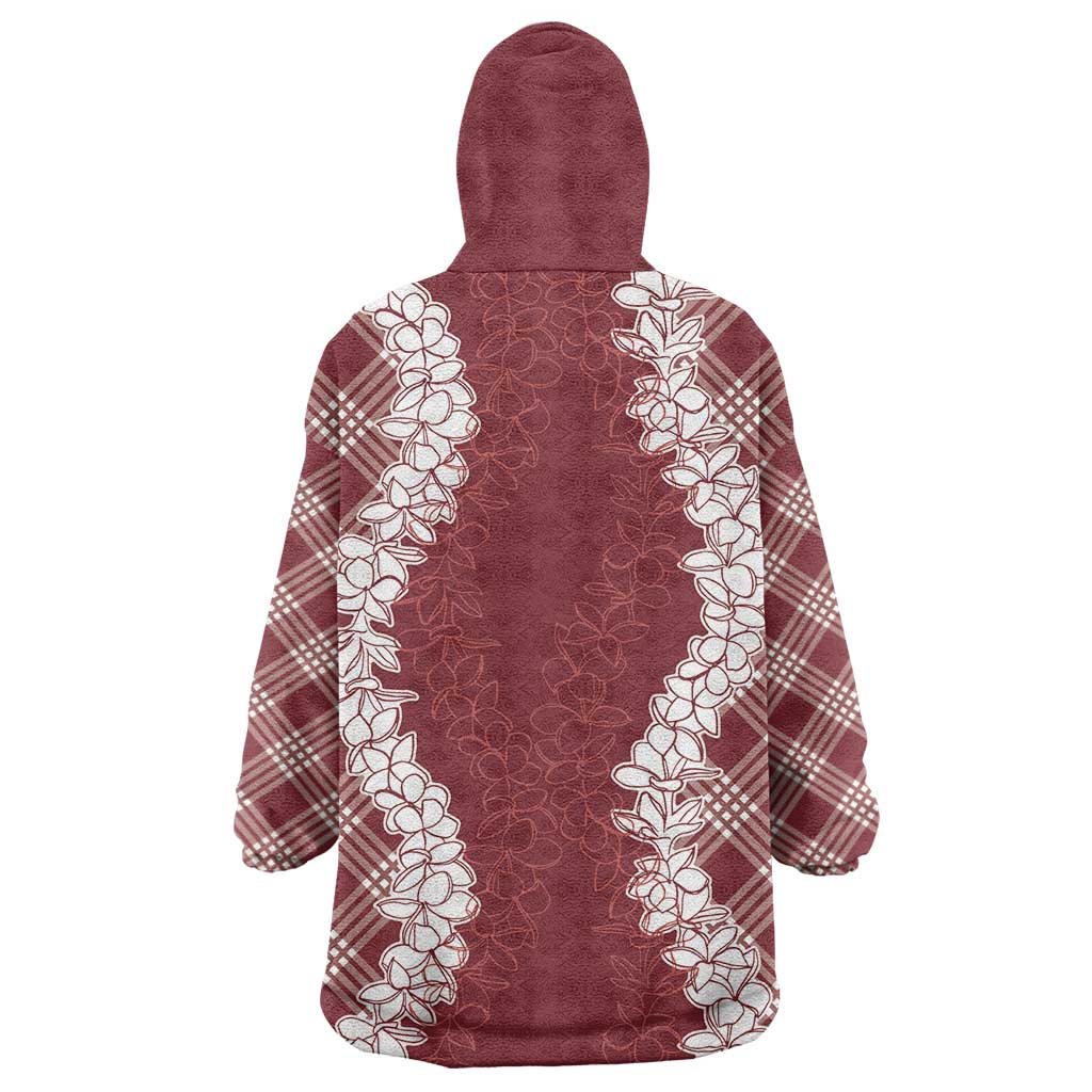 Hawaii Aloha Plumeria Lei Scarlet Palaka Wearable Blanket Hoodie LT7 - Polynesian Pride