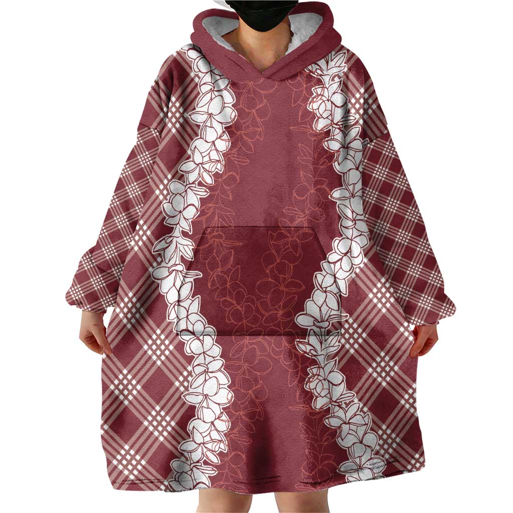 Hawaii Aloha Plumeria Lei Scarlet Palaka Wearable Blanket Hoodie LT7 - Polynesian Pride
