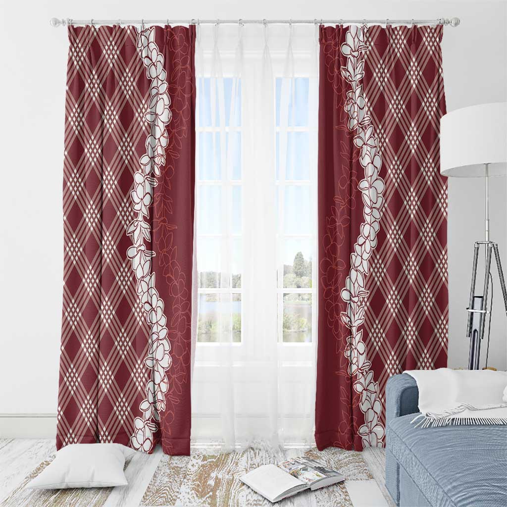 Hawaii Aloha Plumeria Lei Scarlet Palaka Window Curtain - Polynesian Pride