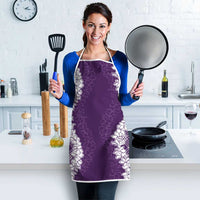 Hawaii Aloha Plumeria Lei Violet Palaka Apron - Polynesian Pride