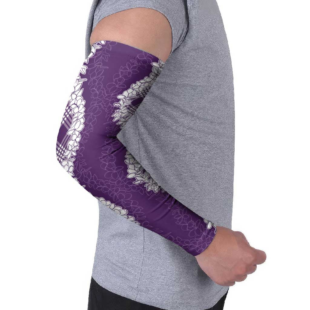 Hawaii Aloha Plumeria Lei Violet Palaka Arm Sleeves - Polynesian Pride