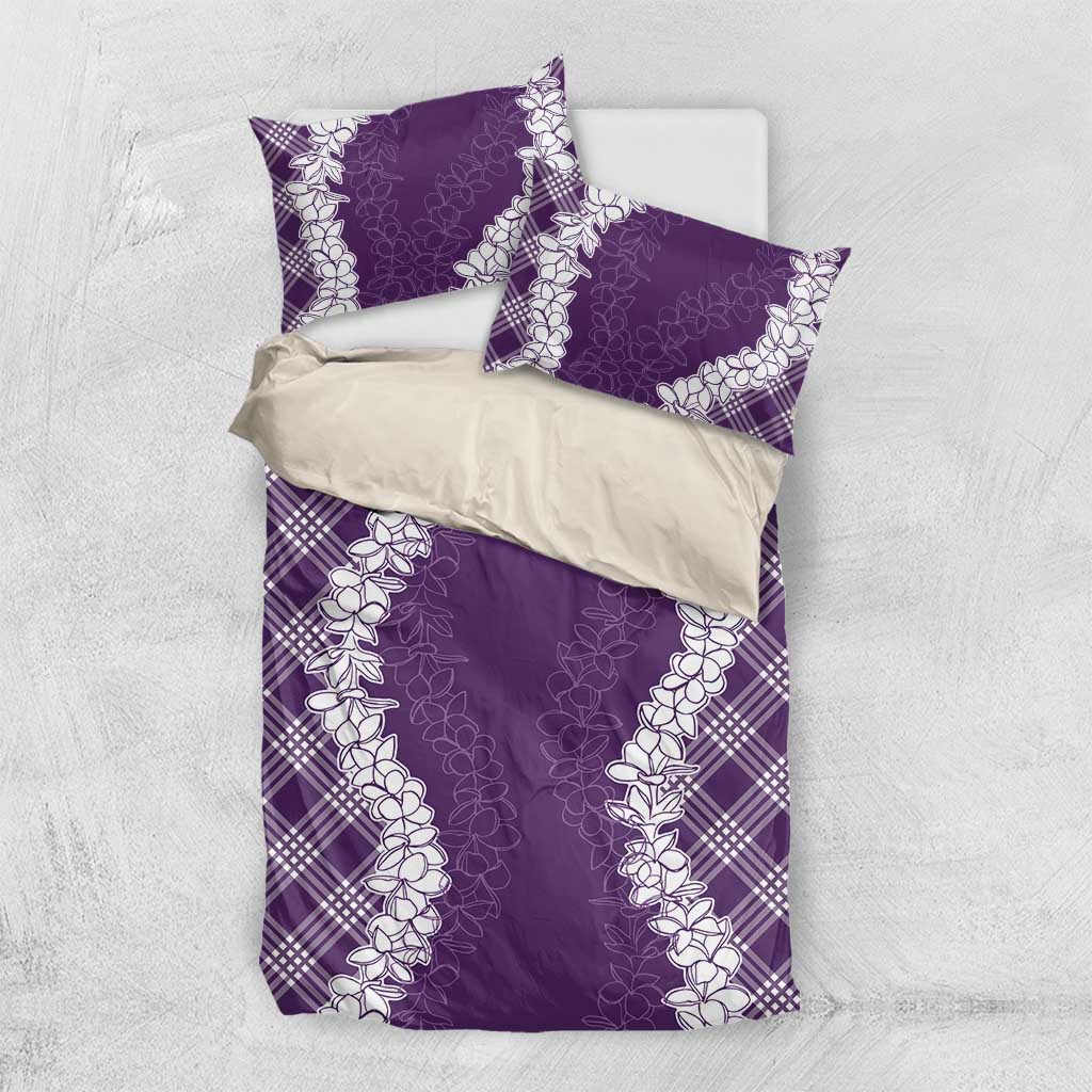 Hawaii Aloha Plumeria Lei Violet Palaka Bedding Set - Polynesian Pride