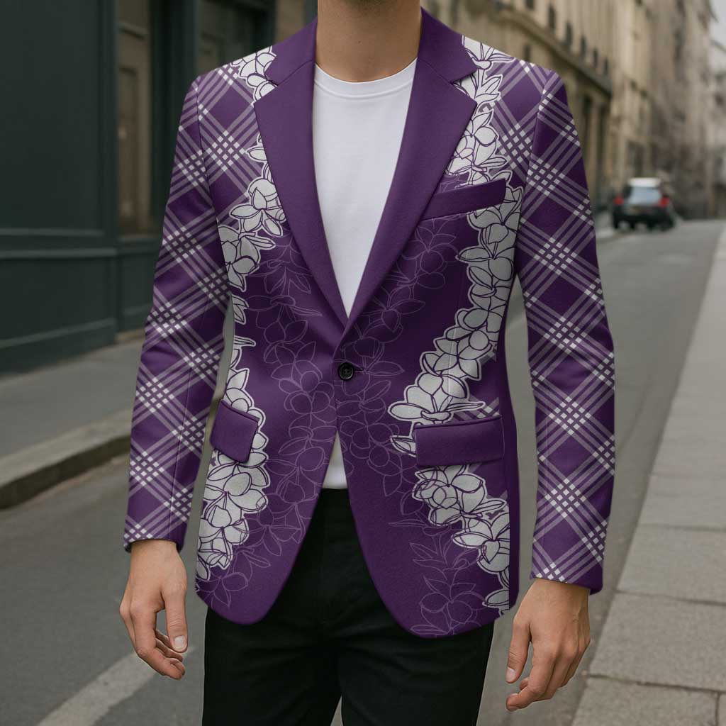 Hawaii Aloha Plumeria Lei Violet Palaka Blazer - Polynesian Pride