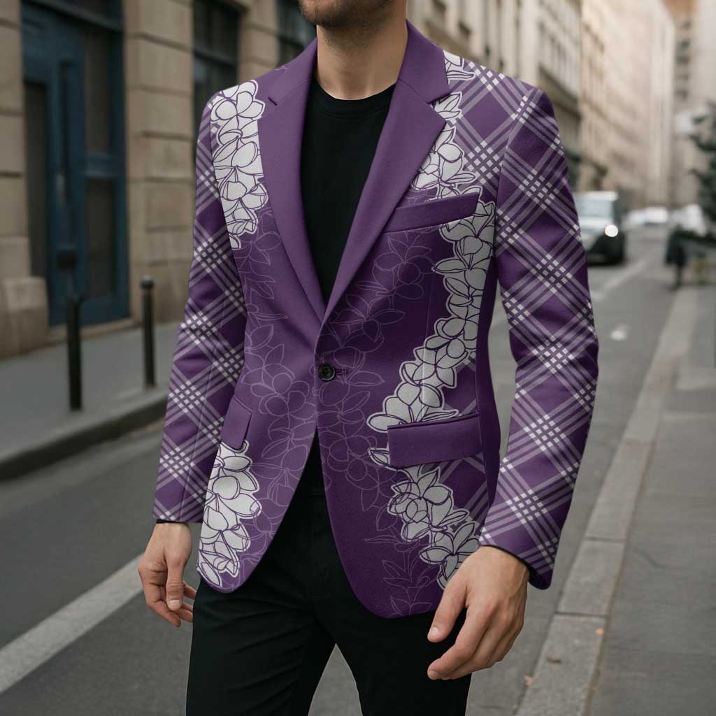 Hawaii Aloha Plumeria Lei Violet Palaka Blazer - Polynesian Pride