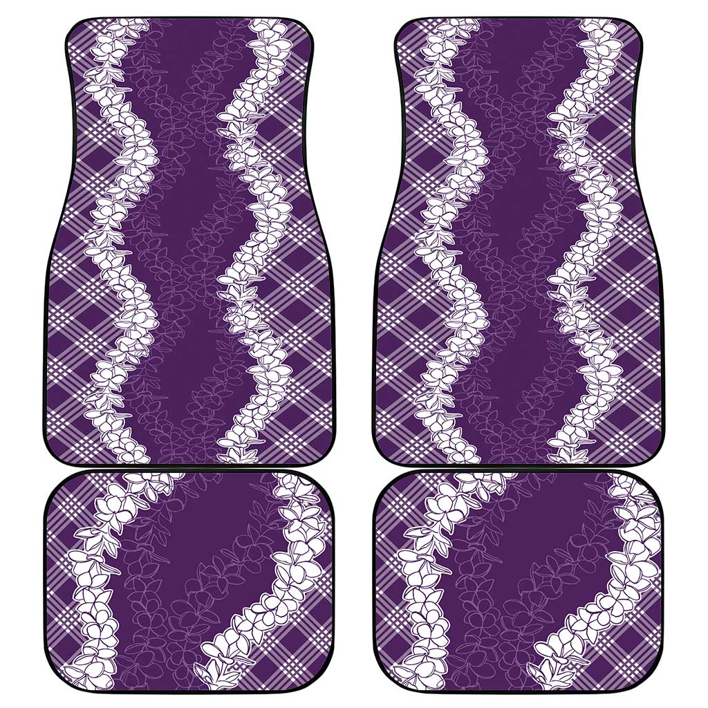 Hawaii Aloha Plumeria Lei Violet Palaka Car Mats - Polynesian Pride
