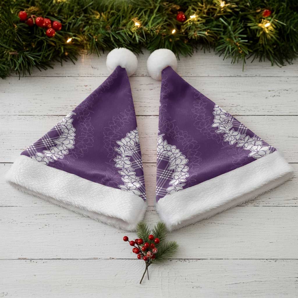 Hawaii Aloha Plumeria Lei Violet Palaka Christmas Santa Hat - Polynesian Pride