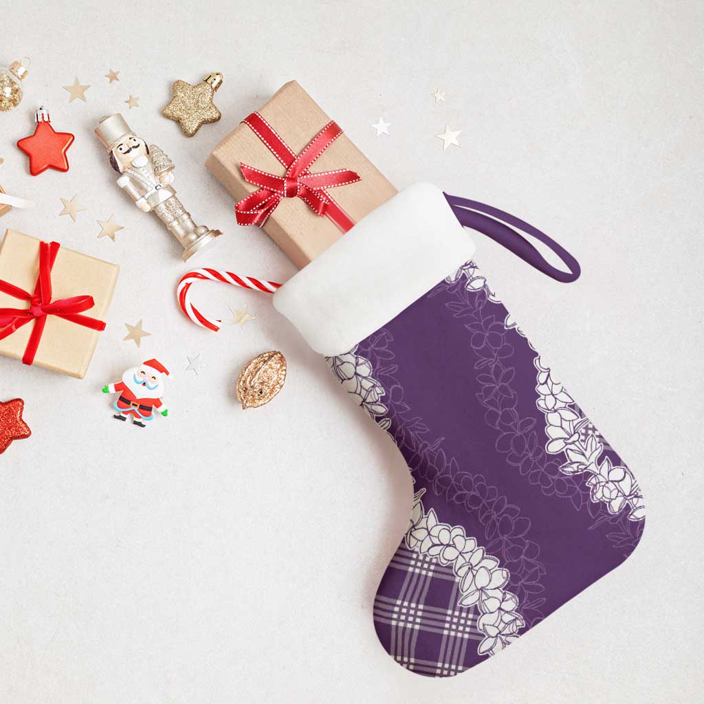 Hawaii Aloha Plumeria Lei Violet Palaka Christmas Stocking - Polynesian Pride