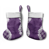 Hawaii Aloha Plumeria Lei Violet Palaka Christmas Stocking - Polynesian Pride