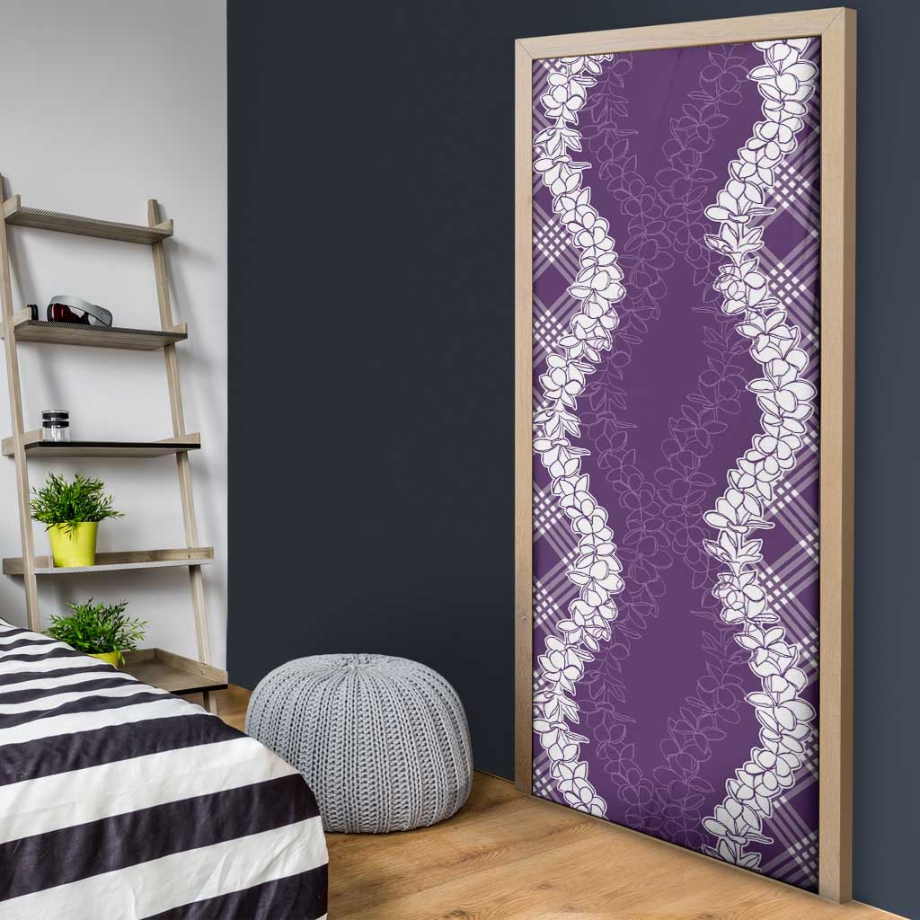 Hawaii Aloha Plumeria Lei Violet Palaka Door Cover - Polynesian Pride
