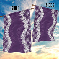 Hawaii Aloha Plumeria Lei Violet Palaka Garden Flag - Polynesian Pride
