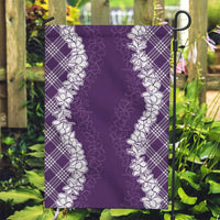 Hawaii Aloha Plumeria Lei Violet Palaka Garden Flag - Polynesian Pride