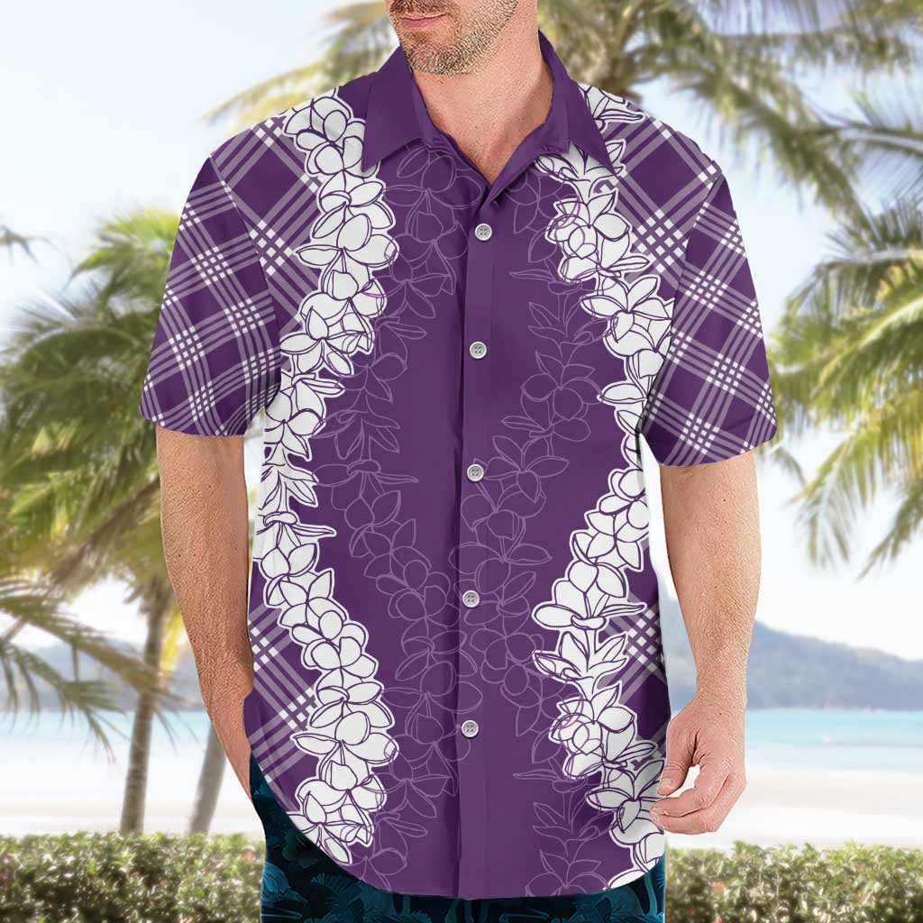 Hawaii Aloha Plumeria Lei Violet Palaka Hawaiian Shirt - Polynesian Pride