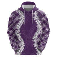 Hawaii Aloha Plumeria Lei Violet Palaka Hoodie - Polynesian Pride