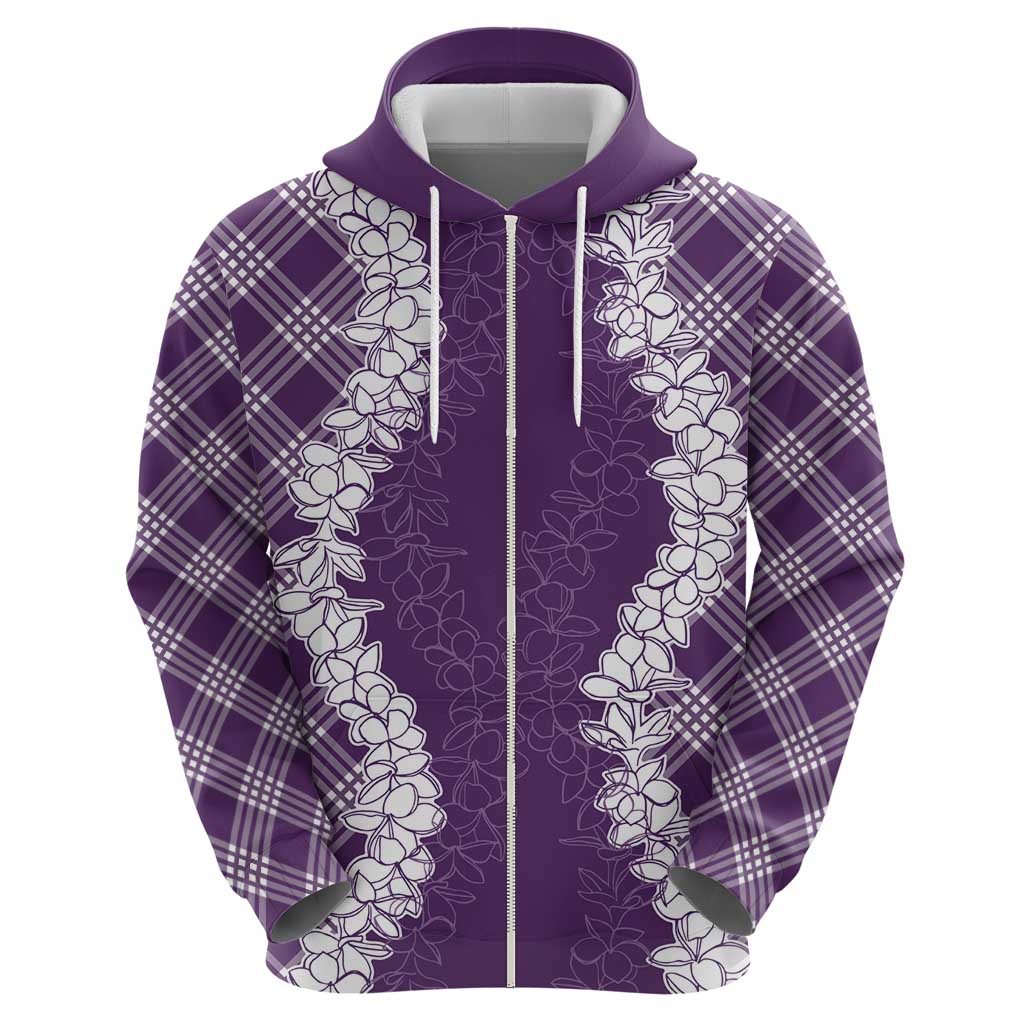 Hawaii Aloha Plumeria Lei Violet Palaka Hoodie - Polynesian Pride