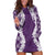 Hawaii Aloha Plumeria Lei Violet Palaka Hoodie Dress - Polynesian Pride