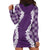 Hawaii Aloha Plumeria Lei Violet Palaka Hoodie Dress - Polynesian Pride