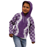 Hawaii Aloha Plumeria Lei Violet Palaka Kid Hoodie - Polynesian Pride
