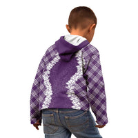 Hawaii Aloha Plumeria Lei Violet Palaka Kid Hoodie - Polynesian Pride