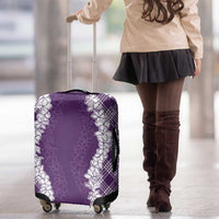 Hawaii Aloha Plumeria Lei Violet Palaka Luggage Cover - Polynesian Pride