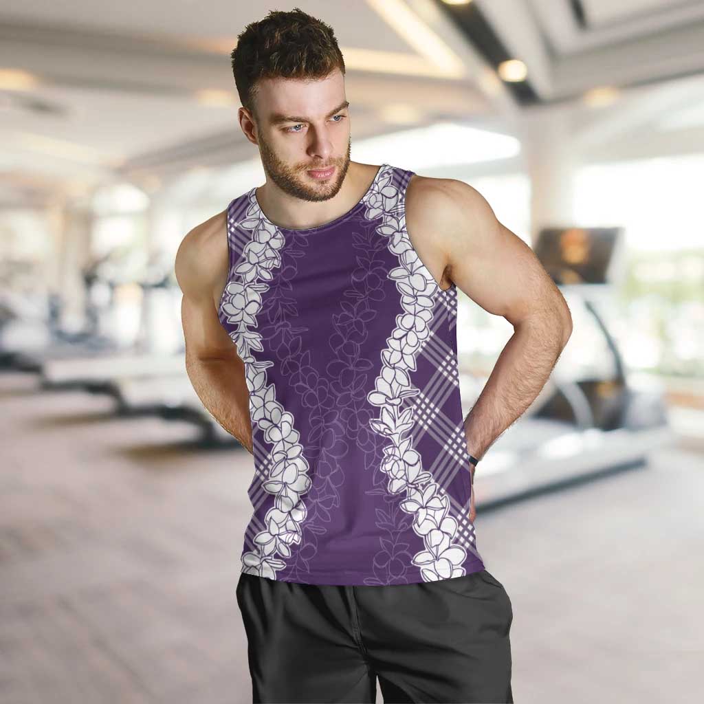 Hawaii Aloha Plumeria Lei Violet Palaka Men Tank Top - Polynesian Pride