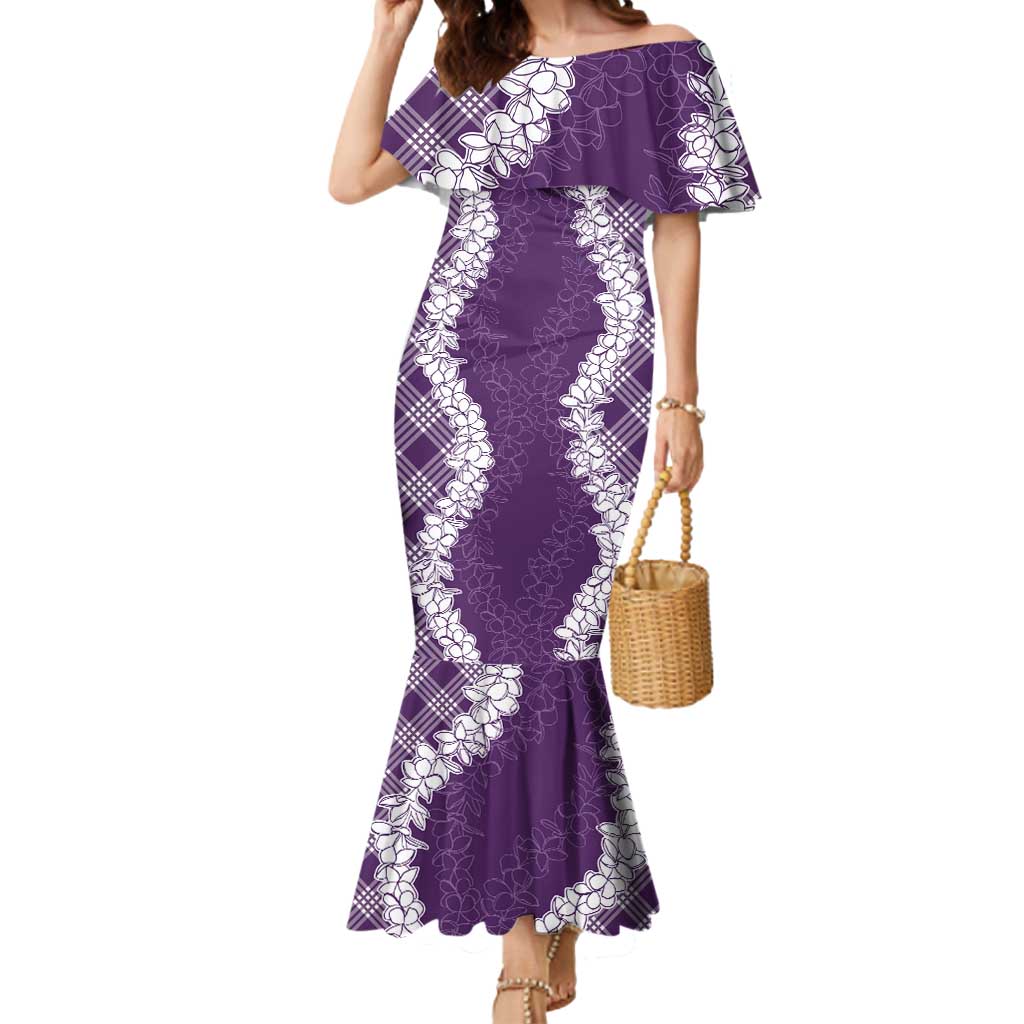 Hawaii Aloha Plumeria Lei Violet Palaka Mermaid Dress LT7 Women Violet - Polynesian Pride