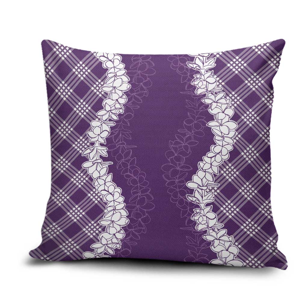 Hawaii Aloha Plumeria Lei Violet Palaka Pillow Cover - Polynesian Pride