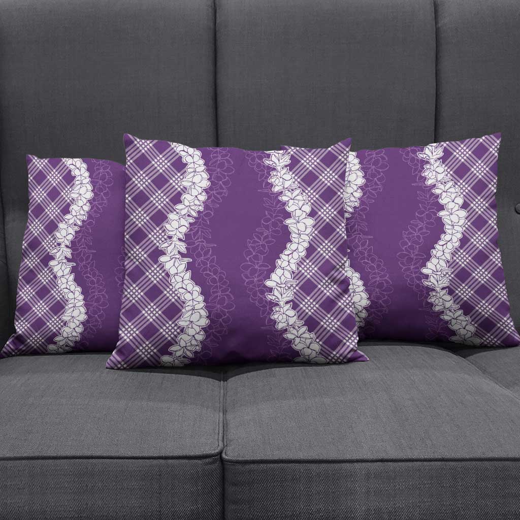 Hawaii Aloha Plumeria Lei Violet Palaka Pillow Cover - Polynesian Pride
