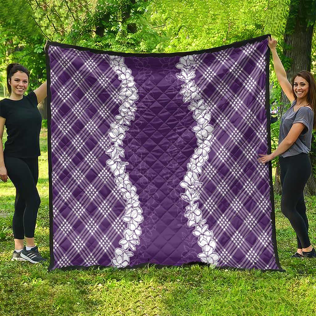 Hawaii Aloha Plumeria Lei Violet Palaka Quilt LT7 - Polynesian Pride