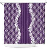 Hawaii Aloha Plumeria Lei Violet Palaka Shower Curtain - Polynesian Pride