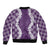 Hawaii Aloha Plumeria Lei Violet Palaka Sleeve Zip Bomber Jacket - Polynesian Pride