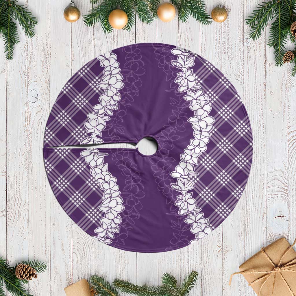 Hawaii Aloha Plumeria Lei Violet Palaka Tree Skirt - Polynesian Pride